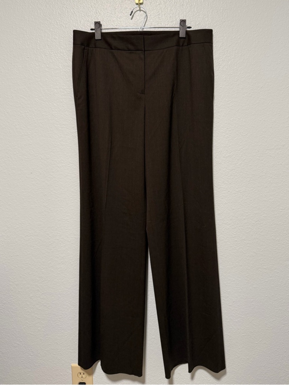 Lafayette 148 New York Wide Leg Wool Blend Pants in Coffee Brow